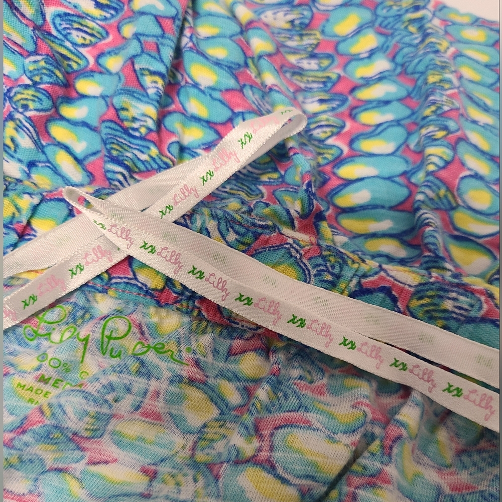 Lilly Pulitzer 100% Cotton Wiley Strapless Top in Blue Multi Clam Jam Sz M - Picture 10 of 12
